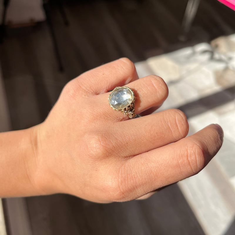 Georgian Double Row Half Hoop OMC Diamond Ring – Gem Set Love